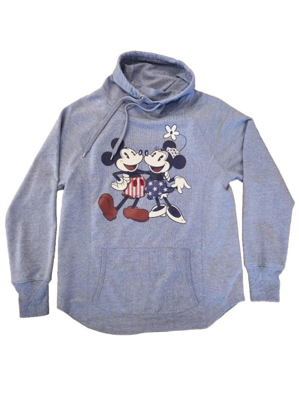 Disney Parks Mickey & Minnie Women’s Sweatshirt Blue Cowl Neck Size S